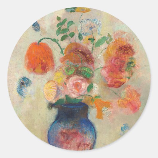 Romantic Flower Vase - Odilon Redon Ronde Sticker (Voorkant)