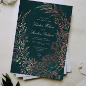 Romantic Flower Wreath Copper Wedding Invitation Kaart