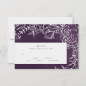 Romantic Flower Wreath Paars Wedding RSVP Kaartje (Voorkant)