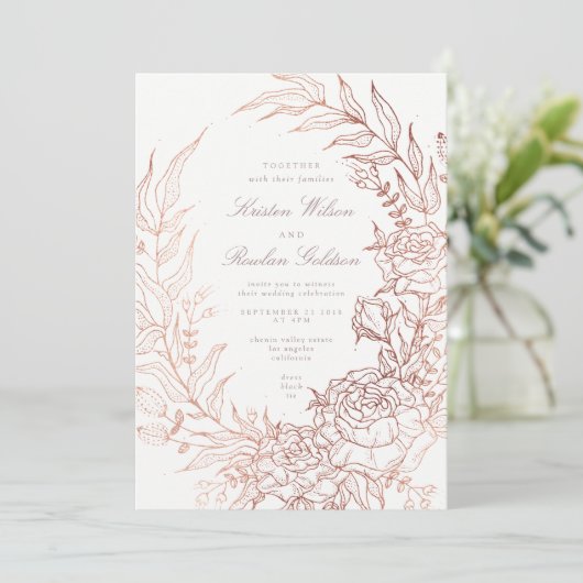 Romantic Flower Wreath White Wedding Kaart (Staand voorkant)