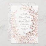 Romantic Flower Wreath White Wedding Kaart<br><div class="desc">*dit is niet afgedrukt in echte folie,  bijvoorbeeld: * Romantic Flower Wreath Copper Wedding Invitation for a prachtige elegant formal bruiloft. Handgetekende originele illustraties. Stijlvolle klassieke bruiloft. Vervul Roos Goud en witte en grijze kleuren.</div>