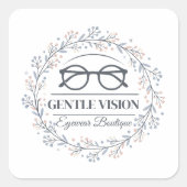 Romantic Flowers and Reading Glasses Artwork Vierkante Sticker (Voorkant)