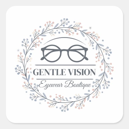 Romantic Flowers and Reading Glasses Artwork Vierkante Sticker (Voorkant)