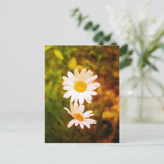 Romantic Flowers – Botanical Daisy Сouple Briefkaart (Staand voorkant)