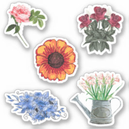 Romantic flowers in English cottage garden Sticker