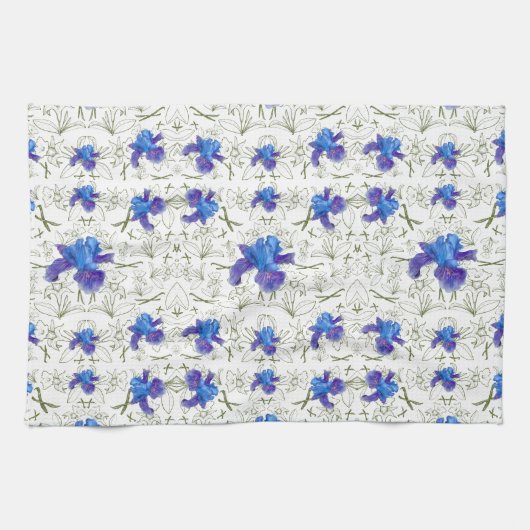 Romantic flowers in English cottage garden Theedoek (Horizontaal)