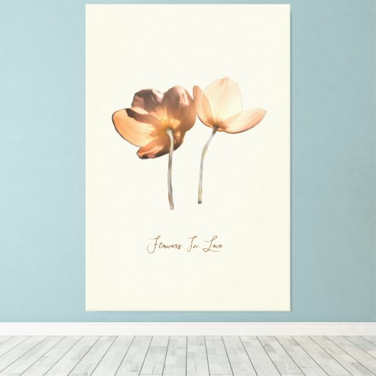 Romantic Flowers in Love – Botanical Fantasy Boho Canvas Afdruk (Insitu (Houten vloer))