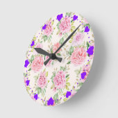 Romantic Flowers Patroon Ronde Klok (Hoek)