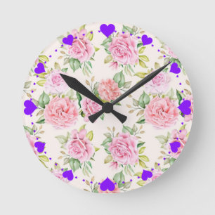 Romantic Flowers Patroon Ronde Klok