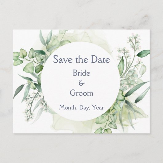 Romantic Foliage Greenery Botanical Save the Date Aankondigingskaart (Voorkant)