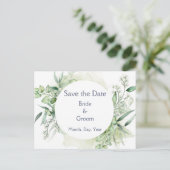 Romantic Foliage Greenery Botanical Save the Date Aankondigingskaart (Staand voorkant)