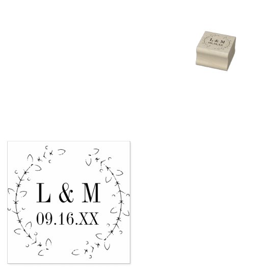 Romantic Foliage Wreath Wedding Personalized Rubberstempel (Gestempeld)