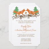 Romantic Forest Grove Foxes Woodsy Wedding Kaart (Voorkant / Achterkant)