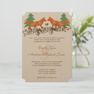 Romantic Forest Grove Foxes Woodsy Wedding Kaart