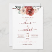 Romantic Foto Burgundy Eucalyptus Weddenschap Kaart (Voorkant)