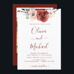 Romantic Foto Burgundy Eucalyptus Wedding Herfst Kaart<br><div class="desc">Romantic Foto of Afbeelding Chic and Modern Burgundy Floral Flowers Boho Bohemian Botanical Eucalyptus Greenery and Red Roses Waterverf Wedding Autumn (Herfst),  Winter,  Spring of Summer Invitations - bevat prachtige en elegante scripttypografie voor de speciale huwelijksfeestdag.</div>