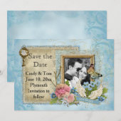 Romantic Foto slaat de datum op Save The Date (Voorkant / Achterkant)