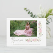 Romantic Foto Spring Pink Floral Wreath Graduatio Kaart (Staand voorkant)