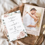 Romantic Foto Stusty Pink Floral Wedding Kaart<br><div class="desc">Dusty Pink Floral Rozen en Eucalyptus Botanical Greenery Waterverf Wedding Spring of Summer Photo of Afbeelding Wedding Invitations - inclusief prachtige en elegante scripttypografie met moderne tropische botanische bloemen en groen voor de speciale viering op de huwelijksdag.</div>