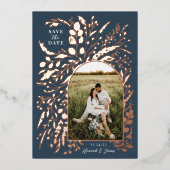 Romantic Foto van Floral Arch | Datum opslaan Folie Uitnodiging (Voorkant)