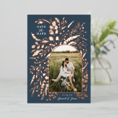 Romantic Foto van Floral Arch | Datum opslaan Folie Uitnodiging (Staand Voorkant)