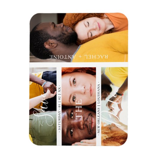 Romantic Four Wedding Verloving Foto's Collage Magneet (Verticaal)