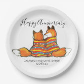 Romantic Fox Foxes Animal Custom Jubileum Papieren Bordje (Voorkant)