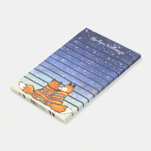 Romantic Fox Foxes Sterrennacht op maat Post-it® Notes (Schuin)
