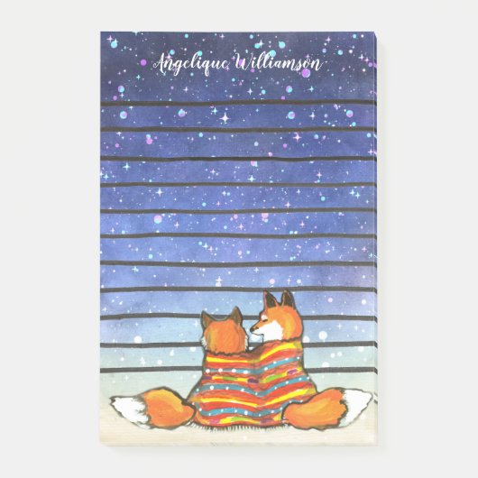 Romantic Fox Foxes Sterrennacht op maat Post-it® Notes (Voorkant)