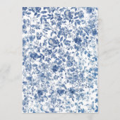 Romantic French Blue Toile Garden Frame Wedding Kaart (Achterkant)