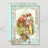 Romantic French Couple Vrijgezellenfeest Invite Kaart (Voorkant / Achterkant)