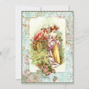 Romantic French Couple Vrijgezellenfeest Invite Kaart