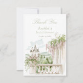 Romantic French Garden Chateau Bridal Shower  Bedankkaart (Voorkant)