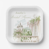 Romantic French Garden Chateau Bridal Shower  Papieren Bordje (Voorkant)