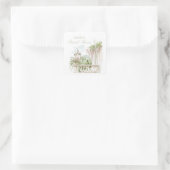 Romantic French Garden Chateau Bridal Shower  Vierkante Sticker (Tas)