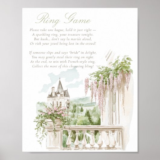 Romantic French Garden Chateau Ring Game Bridal  Poster (Voorkant)