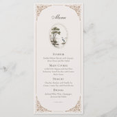 Romantic French Heron Oval Frame Wedding Menu Card (Voorkant)