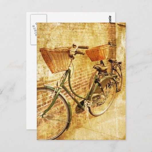 Romantic French Modern  Paris Bicycle Briefkaart (Voorkant / Achterkant)