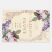 Romantic French Shabby Chic Rozen en Lila Inpakpapier Vel (Voorkant 3)