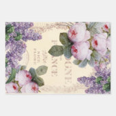 Romantic French Shabby Chic Rozen en Lila Inpakpapier Vel (Voorkant)