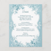 Romantic French Toile Blue Florals Wedding Details Informatiekaartje (Voorkant)
