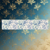 Romantic French toile de Jouy Powder Blue Floral Korte Tafelloper