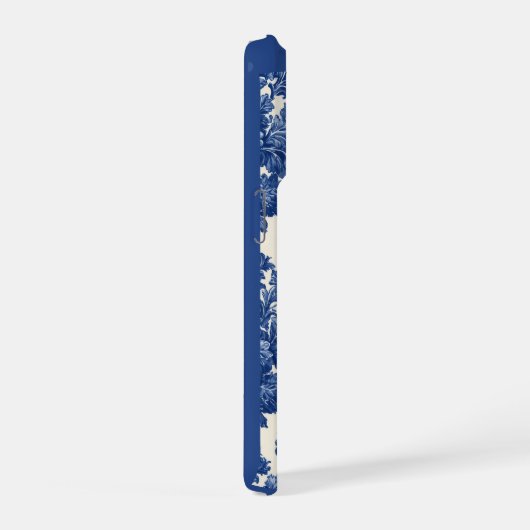 Romantic French Toile Powder Blue Personalized  iPhone Hoesje (Rechterkant)