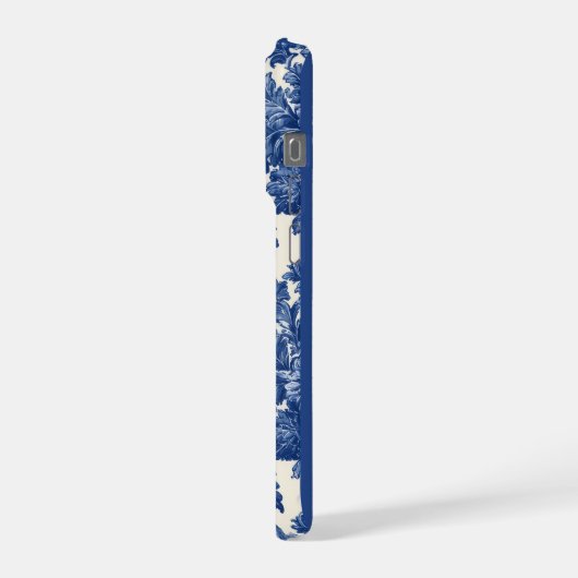 Romantic French Toile Powder Blue Personalized  iPhone Hoesje (Linkerkant)