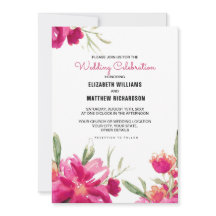 Romantic Fuchsia Floral Black Stripes Wedding