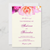 Romantic Fuchsia Floral Elegant Wedding Kaart (Voorkant)