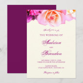 Romantic Fuchsia Floral Elegant Wedding Kaart (Voorkant / Achterkant)