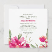 Romantic Fuchsia Floral Waterverf Vrijgezellenfees Kaart (Achterkant)