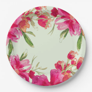 Romantic Fuchsia Flowers Party Paper Borden Papieren Bordje