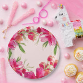 Romantic Fuchsia Flowers Party Paper Borden Papieren Bordje (Feest)